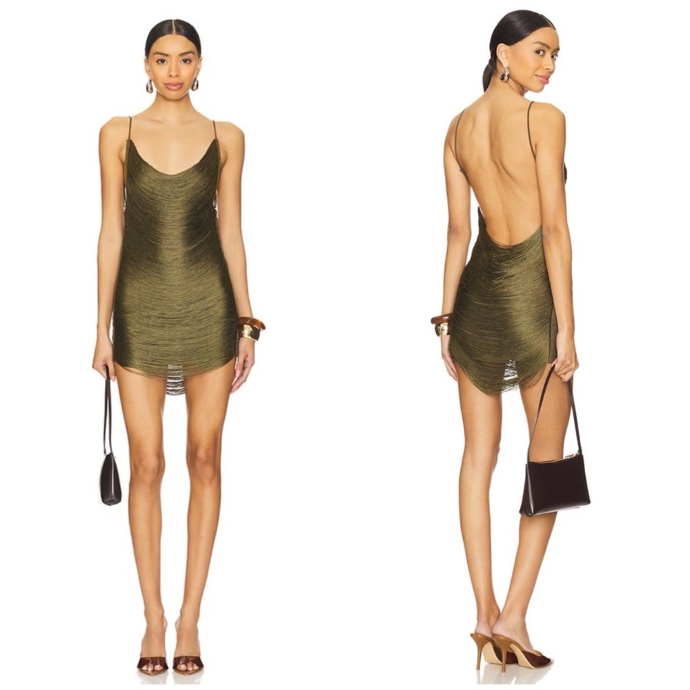 Jaded London Fringe Dress in Khaki